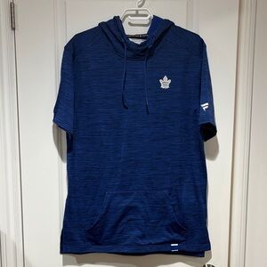 Toronto maple leafs Blue Hooded Short-Sleeve Athletic Shirt